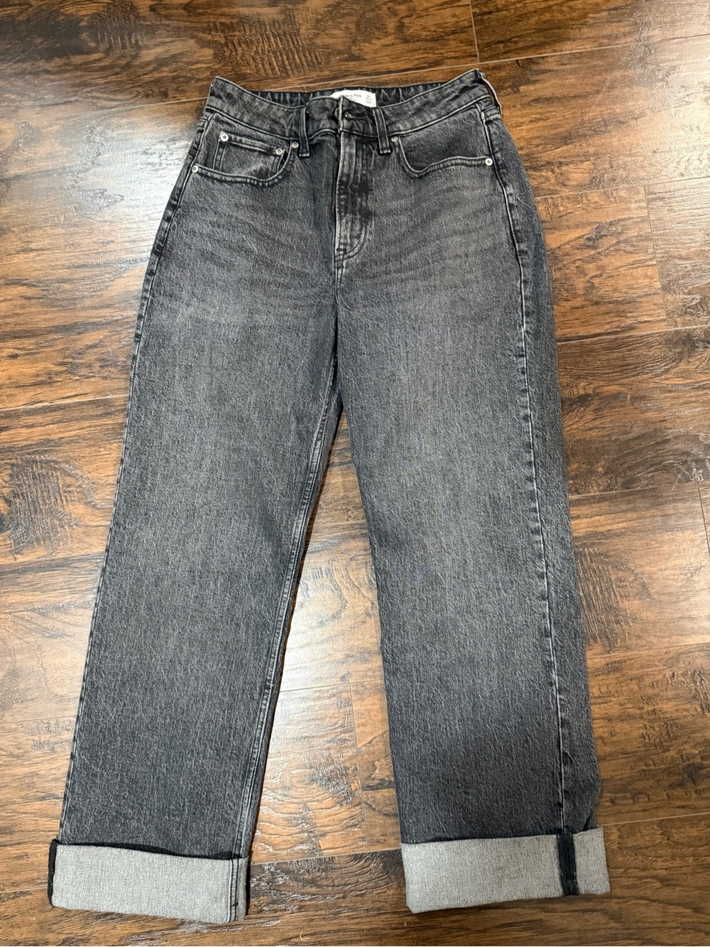 Abercrombie & Fitch Women's Straight Jeans in Washed Black